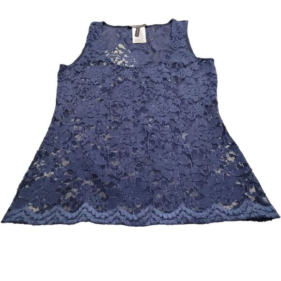 BCBGMAXAZRIA  Irini Navy Blue Lace Tank Top Shirt Sleeveless Small - Picture 3 of 9
